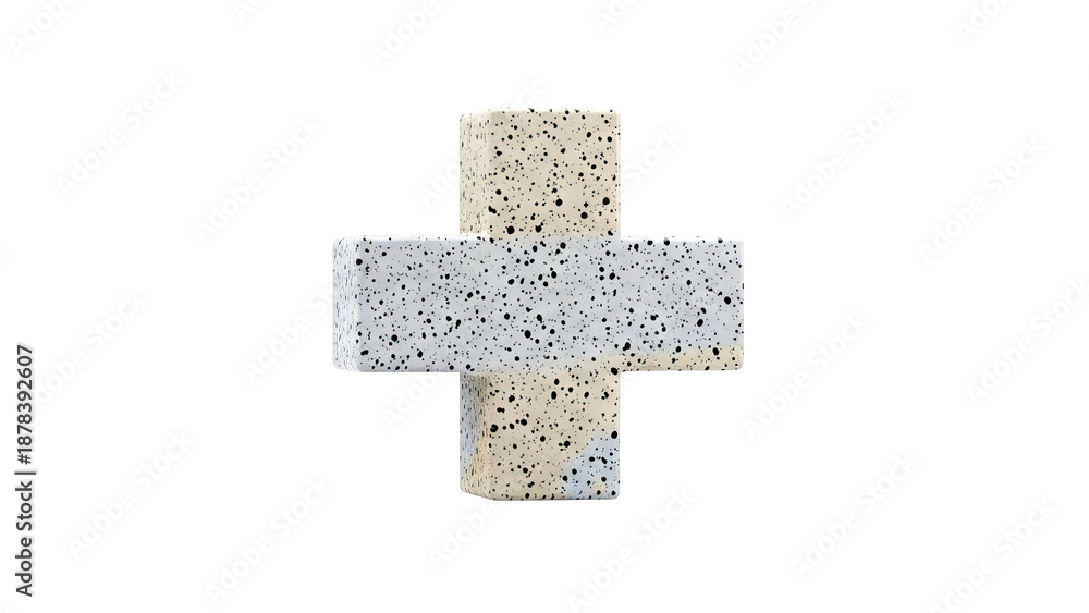 Fototapeta premium 3D Render of a Terrazzo Cross Shape