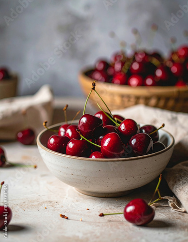 Photos Aesthetic Cherries in a Bowl