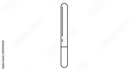 Minimalist illustration of a sugar stir stick isolated on a white background, showcasing its sleek and simple design with clean lines and neutral tones