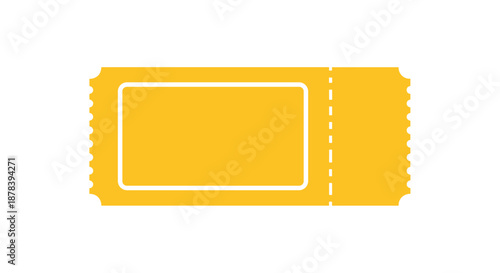 Bright yellow sticky ticket isolated on a clean white background with perforated edges and blank space, simple design