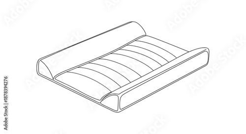 Illustration of a contoured changing mat with raised edges, isolated on a white background, showcasing a sleek and practical design