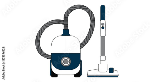 Modern Cylinder Vacuum Cleaner and Stick Vacuum with Hose cleaning appliance