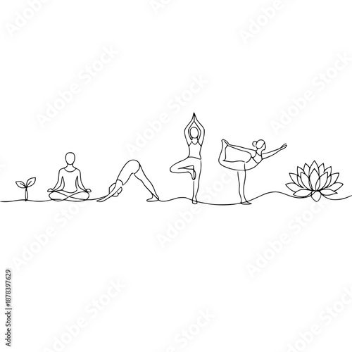 illustrates symbolizing growth, mindfulness, and the path to inner peace through yoga and meditation