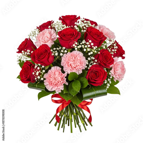 Elegant Bouquet of Roses and Carnations with Greenery