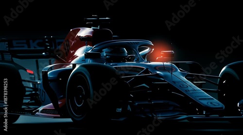 F1 car racing at night at High speed	
