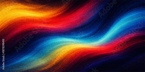 An abstract colorful background featuring bright motion waves of light and rainbow smoke patterns with vibrant energy in a fluid art texture design
