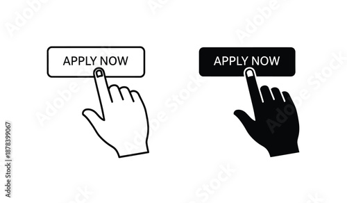 Black and white hand cursor icons for apply now button
