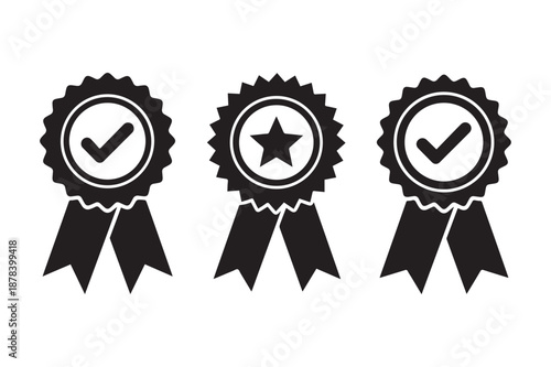 Certified badge vector icon set