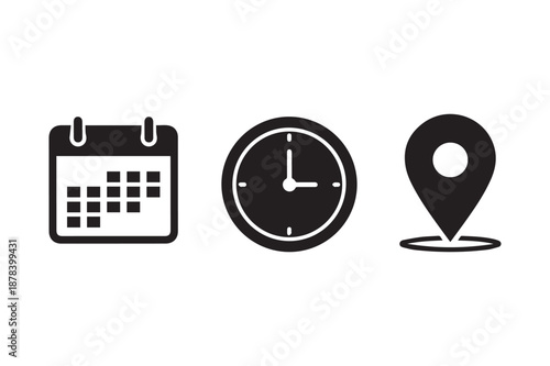 Date time location icon set