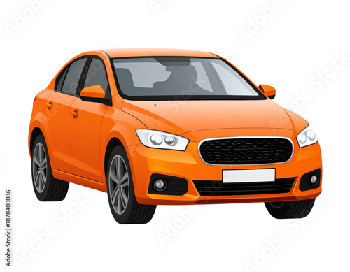 orange car isolated on white