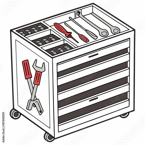 Tool chest with various tools