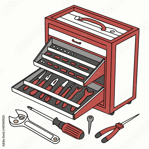 Toolbox with various tools