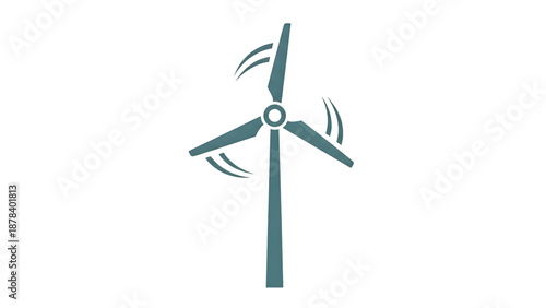 Wind turbine with motion lines on white background