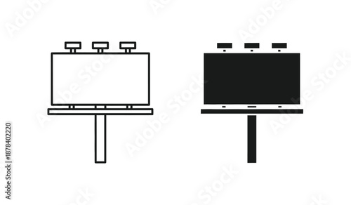 Billboard signs in line art style with one white and one black face