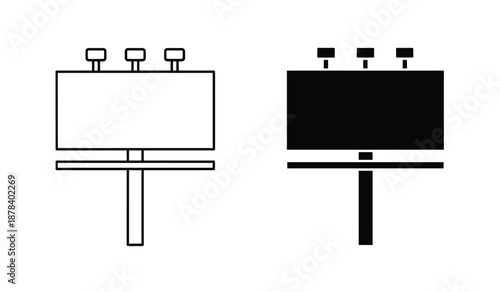 Vector illustration of two billboard structures in black and white