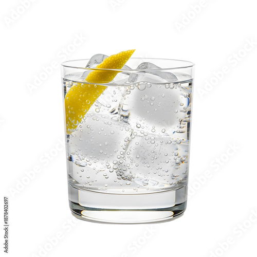 Gin and Tonic with Ice and Lemon Slice