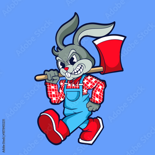 Lumberjack rabbit cartoon character design
