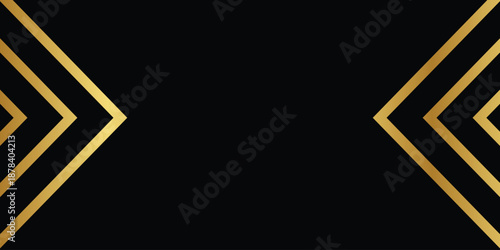 Abstract luxury golden lines pattern on black background. premium linear card decoration, modern VIP banner, golden geometric line frame shapes symbol. vector illustration.