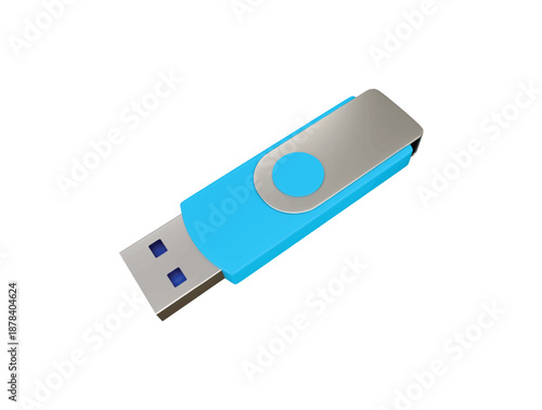 Blue Usb Flash Drive icon 3d render illustration