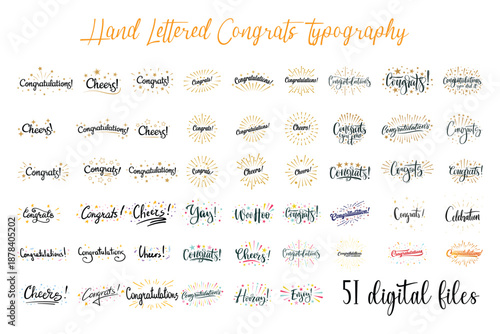 Hand-Lettered Celebration Typography Vector Congrats and Cheers Design