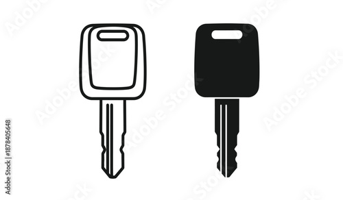 Two keys one outlined and one filled with black color