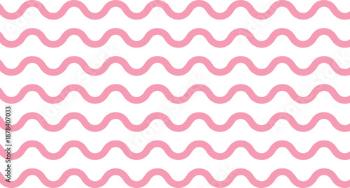 Pink wavy lines, abstract pattern, rhythmic design, sinusoidal shape, soft curves, minimal texture, decorative background, seamless repeat, graphic art