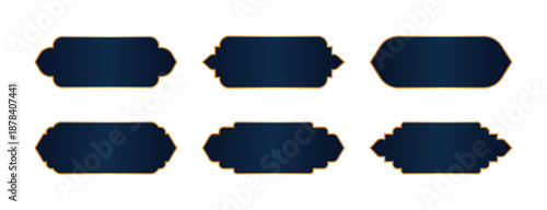 Elegant Set of Islamic Ramadan Golden Frames with Decorative Edges on a Deep Blue Background