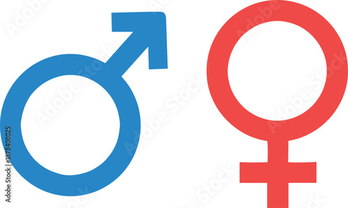 Male and female gender symbols icon set representing man woman sexuality identity isolated colorful vector illustration for education signage