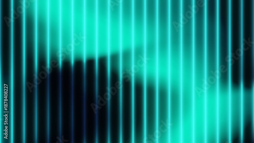 Abstract teal cyan glowing vertical lines background with digital neon glass fractal pattern