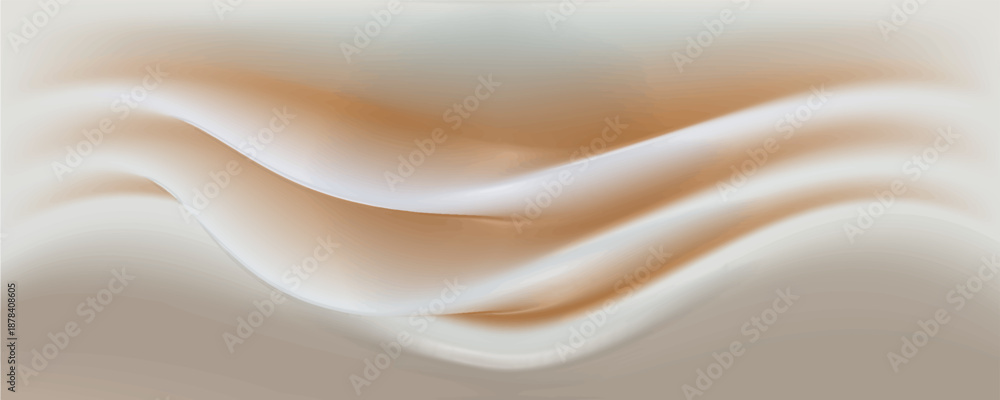 Obraz premium Liquid cream background. Beige and white. 3d rendering. vector illustrations