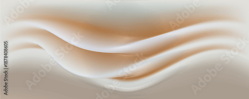 Liquid cream background. Beige and white. 3d rendering. vector illustrations