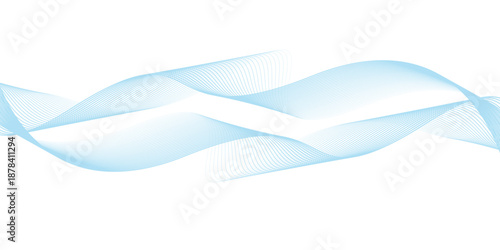Abstract sky blue and white wave geometric Technology, data science frequency gradient lines on transparent background.	