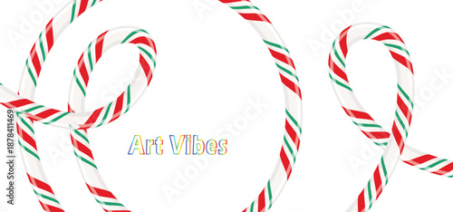 Festive red and green striped candy cane swirls creating a cheerful holiday pattern