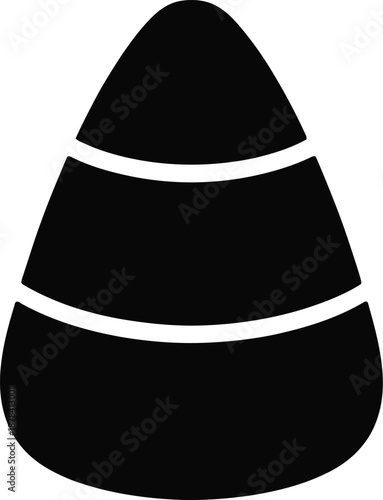Candy Corn Icon, Halloween Treat Silhouette, Simple Vector Graphic
