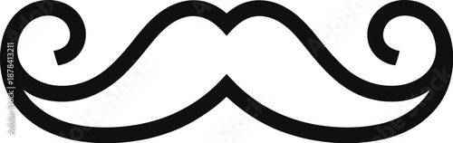 Curled Mustache Vector Icon, Retro Gentleman Facial Hair Symbol for Design