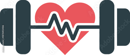 Dumbbell Heartbeat Icon Vector - Fitness Cardiology Concept