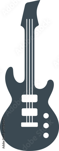 Electric Bass Guitar Silhouette Vector Icon for Music and Audio