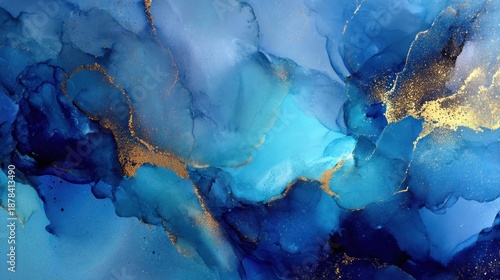 Blue gold abstract art