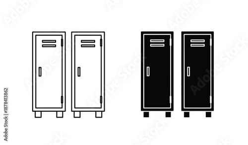 Four lockers in a row with two white and two black colors
