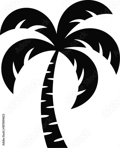 Palm Tree Silhouette Vector Icon Tropical Beach Symbol