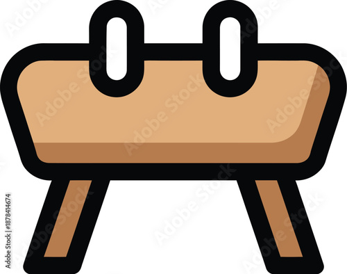 Pommel Horse Vector Icon for Gymnastics Training and Sports Illustration