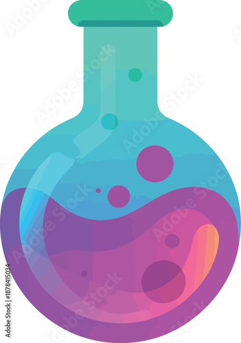 Vector Abstract Liquid Yin Yang in Flask, Science and Balance Concept
