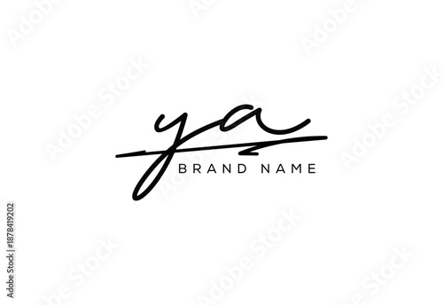 YA letter elegant cursive beauty handwriting logo. symbol design| typography logo| creative mark| corporate identity| signature logo.