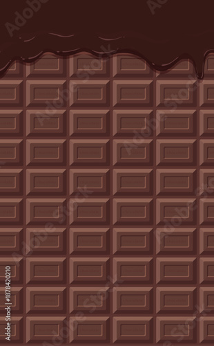 とろけるチョコレートと板チョコ背景_縦