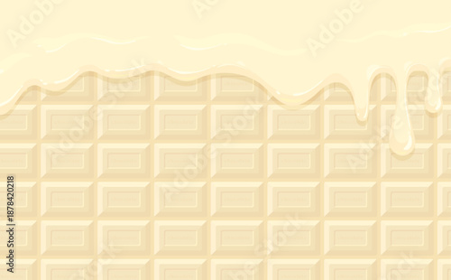 とろけるホワイトチョコレートと板チョコ背景_横