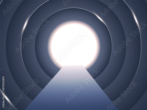Bright Tunnel Glowing Circle Portal or gateway at the center to the Future of Technology vector design concept Representing Future Achievements, Innovation, Cyber Intelligence, Artificial Intelligence