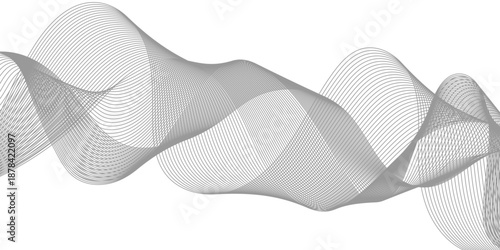 Abstract gray wavy lines and curves pattern design element isolated on white background