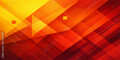 Abstract red and orange geometric background vector featuring a digital 3d pattern of mosaic shapes and light textures for a modern wallpaper cover design