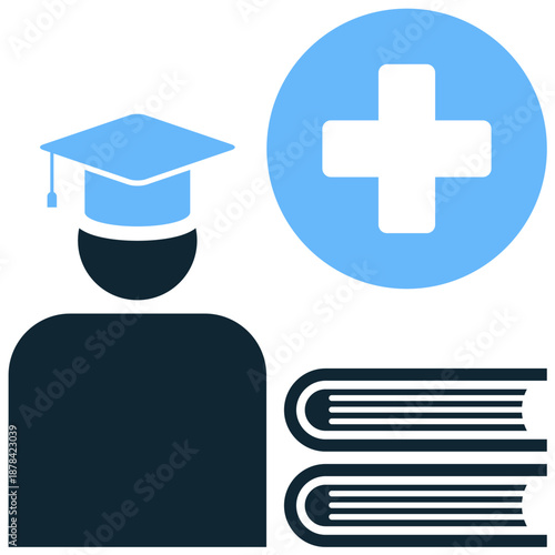 Health education icon vector for medical learning. Ideal for school programs, training doctors, public awareness, and reading about wellness.