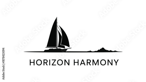 Elegant sailboat glides across a serene ocean horizon with distant islands.